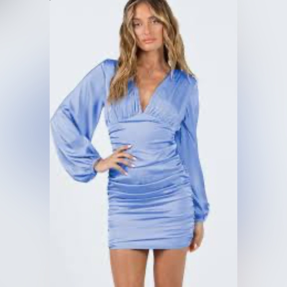 Princess Polly Light Blue Long Sleeve Dress